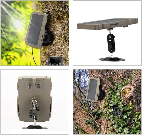 Miniatura 7 de Lixada Panel solar de cámara de sendero, cargador solar recargable para cámara, kit de panel solar para exteriores de 6 V-12 V con soporte giratorio