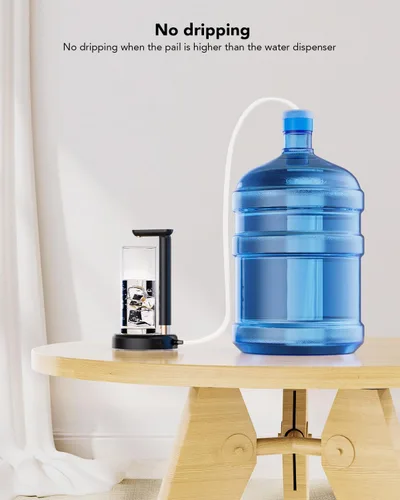 Miniatura 8 de Dispensador de agua de escritorio para botella de 5 galones, dispensador de jarra de agua SPOVEN de 5 galones con diseño de altura ajustable, bomba