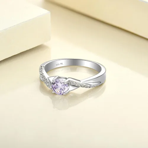 Miniatura 5 de YL Anillos de compromiso de plata de ley 925 de 0.197 in de corte redondo con piedra natal infinito para mujer