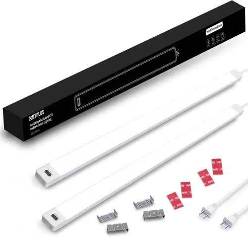 Miniatura 12 de 2 piezas Luces LED bajo gabinete con sensor de movimiento de mano, 16" Iluminación bajo encimera con regulable y 4000K blanco natural, Plug and