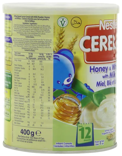 Miniatura 6 de Nestle Cerelac, miel y trigo con leche (de 12 meses), latas de 14.11 onzas (paquete de 4)