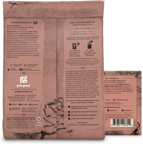 Miniatura 2 de Grab Green Stoneworks - Paquete de cápsulas de detergente para ropa y hojas para secadora (pétalo de rosa) 80 unidades Rose Petal Scent; Plant &