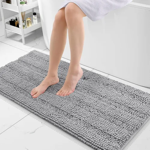 Miniatura 107 de Grandaily Alfombras de baño de felpilla a rayas de 24 x 16 pulgadas, extra gruesas y suaves, absorbentes, parte trasera de goma, alfombra de ducha