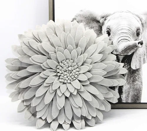 Miniatura 16 de Almohada decorativa 3D de flores de margarita, manta de girasol de 14.5 x 13 pulgadas, decoración redonda para el hogar para sofá y cama
