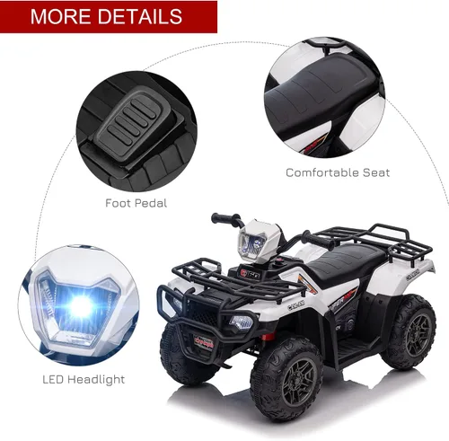 Miniatura 6 de Aosom ATV eléctrico para niños, 12 V, 4 ruedas, 2.5 MPH con faro, música, MP3, neumáticos con pisadas, cuatrimoto a batería para niños de 3 a 5