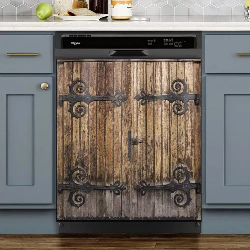 Miniatura 9 de Cubierta magnética de madera con efecto de puerta para lavavajillas, panel creativo para electrodomésticos de cocina, decoración de refrigerador