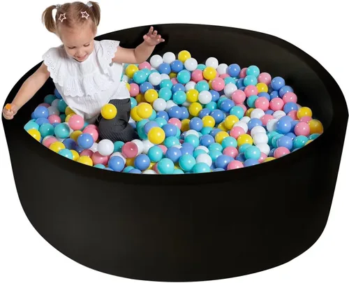 Miniatura 9 de Pozo de bolas suave extra grande para niños pequeños, 51 x 11.8 pulgadas de espuma para bebés y niños, gris oscuro