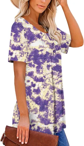 Miniatura 3 de Roselinlin Camisas de manga corta, para mujer, blusas florales de verano, ajuste holgado, para leggings