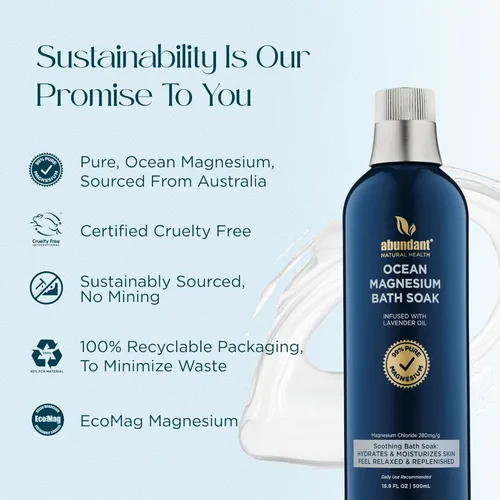 Miniatura 5 de Abundant Natural Health baño de magnesio oceánico impregnado con aceite de lavanda para hidratar, calmar e hidratar la piel, relajar y reponer