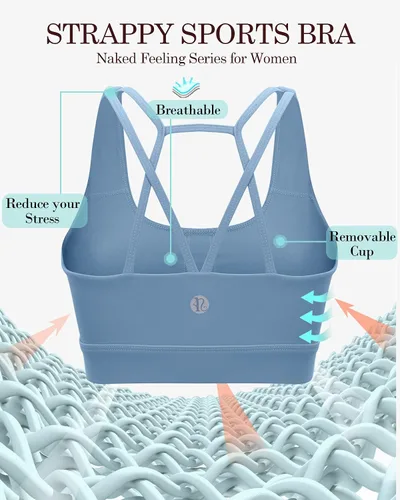 Miniatura 163 de Brasieres deportivos para mujer, con relleno, tipo camiseta sin mangas, sexis, con espalda cruzada, de alto impacto, largos, ideales para practicar
