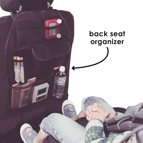 Miniatura 3 de Diono Stow 'n Go – Organizador para el asiento trasero del coche para niños, protector de respaldo con alfombrilla antipatadas, con 7 bolsillos