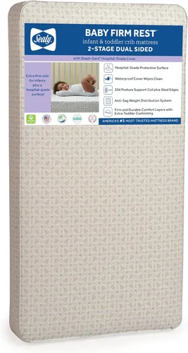 Miniatura 13 de Sealy Baby - Colchón para cuna infantil de 2 etapas, transpirable, resistente a las manchas, doble firmeza y ligero, descanso firme, aguamarina
