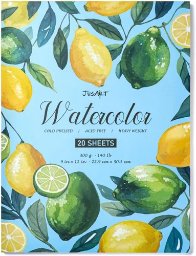 Miniatura 9 de Jusart Bloc de papel de acuarela de 9 x 12 pulgadas, 140 libras, papel de color de agua de prensa en frío, sin ácidos, para medios húmedos y secos
