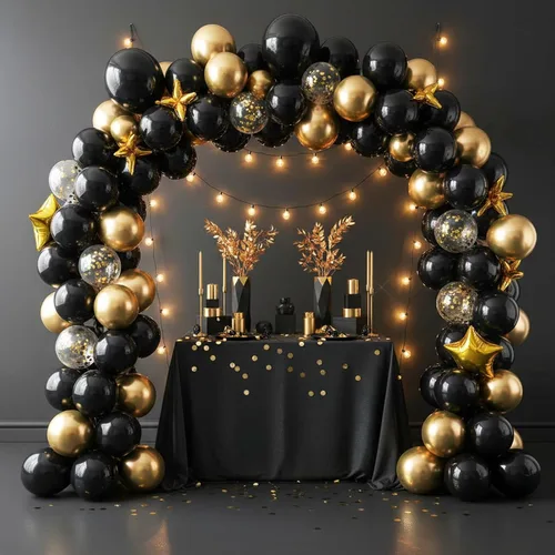 Miniatura 8 de RUBFAC 154 globos negros de diferentes tamaños de 18, 12, 10, 5 pulgadas para kit de arco de guirnalda, globo de látex para fiesta de graduación