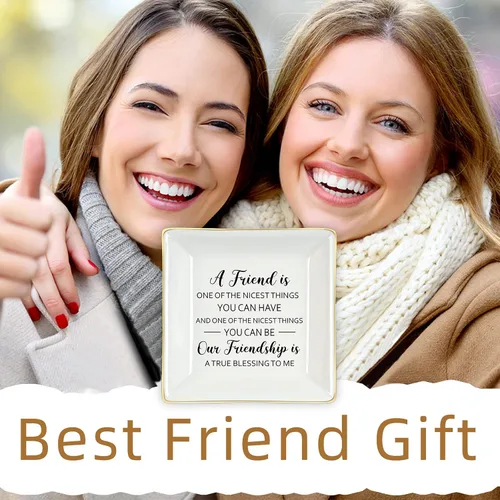 Miniatura 5 de Homlouue Bandeja de joyería con texto en inglés "A Friend is One of the Nicest Things You Can Ten", regalo de amistad, regalo de cumpleaños