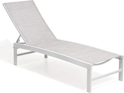 Miniatura 7 de Crestlive Products Sillas de salón al aire libre, tumbonas de aluminio para piscina, reclinables ajustables de cinco posiciones, para todo