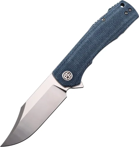 Miniatura 10 de Petrified fish PFP03 Victor, hoja de satén K110 de 3.58", 4.94 oz Micarta Handel Flipper Liner lock Cuchillo plegable