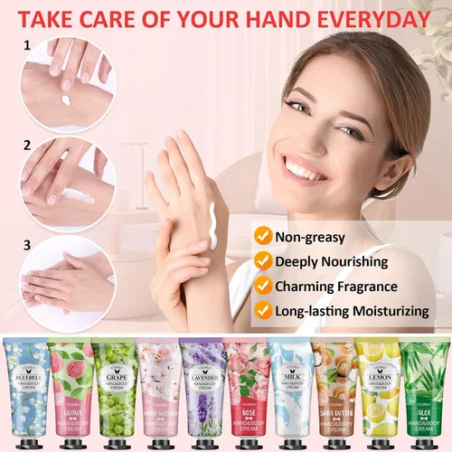 Miniatura 3 de Juego de 210 regalos de crema hidratante para manos, rellenos de calcetines para mujer, loción de manos tamaño de viaje para manos secas y E-210
