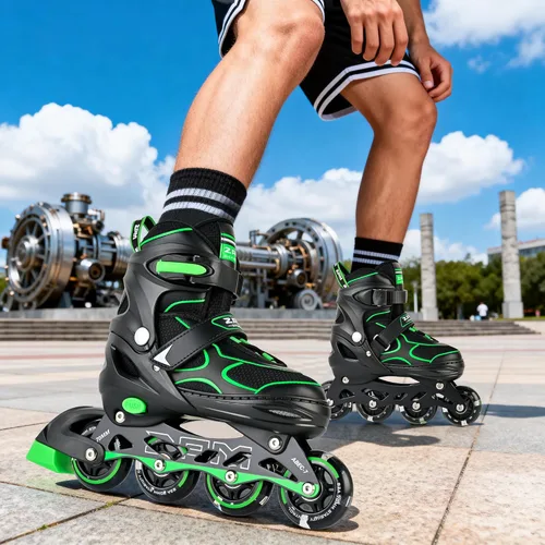 Miniatura 9 de 2PM SPORTS Patines en línea para niños y niñas, niños de 5 a 8 a 12 años, 4 a 6, 6 a 12 años, con ruedas iluminadas, cuchillas ajustables para Verde