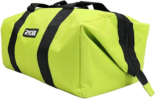 Miniatura 4 de Bolsa de contratista plegable de boca ancha verde genuina OEM con cremallera única completa hasta la parte superior y costuras en X cruzadas
