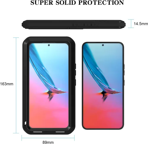 Miniatura 3 de LOVE MEI Funda militar resistente para Samsung Galaxy S22, con protector de pantalla de vidrio templado, a prueba de golpes, a prueba de polvo, a