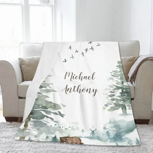 Miniatura 4 de Manta de bebé personalizada con nombre, manta de bebé personalizada para niñas y niños, aventura espera cosas, manta para guardería, manta de oso