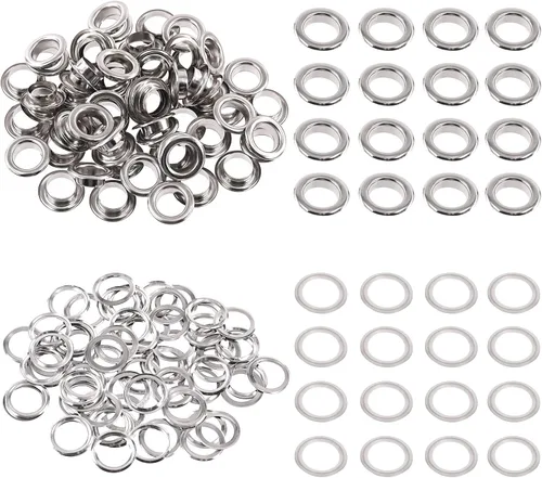 Miniatura 8 de Swpeet 204 piezas – 100 juegos de ojales de agujero de 1/2 pulgada (0.472 in) gruesos de 4 colores ojales de metal ojales y 3 piezas de herramienta