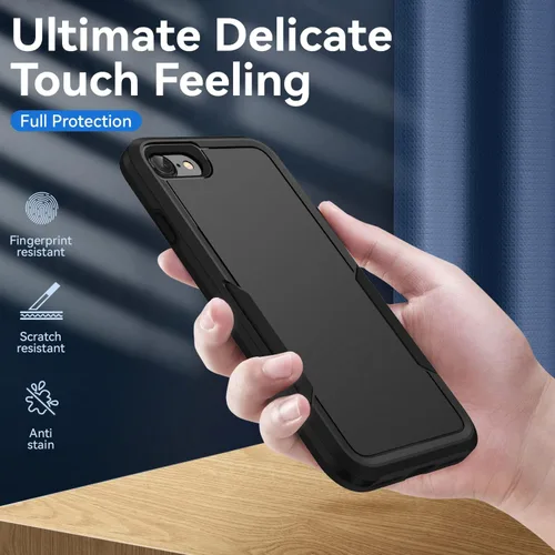 Miniatura 3 de Funda para iPhone SE 2022 (3ª)/2020 (2ª)/iPhone 7/8, con protector de pantalla, [prueba de caídas de grado militar], resistente, resistente, a Negro