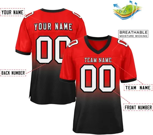 Miniatura 2 de Camiseta de fútbol en blanco personalizada para hombres y mujeres, camiseta deportiva de malla con degradado, número de nombre cosido personalizado