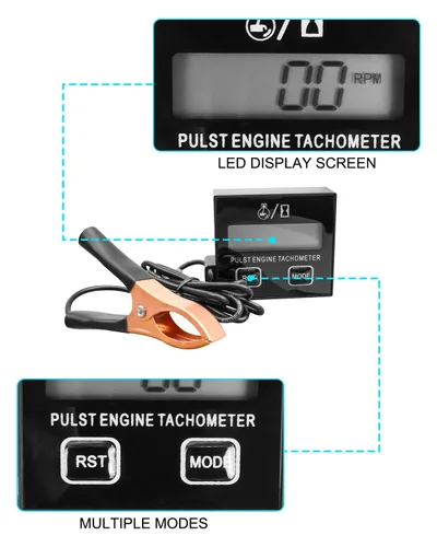 Miniatura 4 de Herramienta de tacómetro digital inductivo para motor pequeño RPM adecuada para motosierra, recortadora, generador, cortacésped, RV, ATV, bicicleta