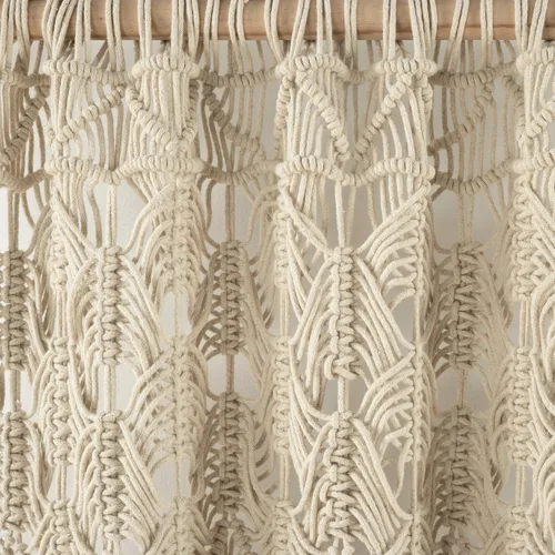 Miniatura 4 de Lush Decor Panel Individual de Cortina de Ventana de Algodón con Borlas de Macramé Boho 40" An x 84" L Neutro - Cortinas de Macramé para Ventanas