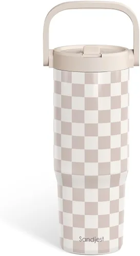 Miniatura 24 de SANDJEST Besties - Vaso de acero inoxidable con tapa para pajita de 30 onzas con asa de transporte para mujeres, niñas, mejores amigas, taza de café