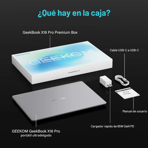 Miniatura 8 de GEEKOM GeekBook X16 Pro 2.8 lbs Laptop, 16" IPS 2.5K 16:10 Laptop Computer, Ultra 9 185H, 32GB LPDDR5x 7500MHz RAM 2TB SSD, Up to 17 Hour, USB4