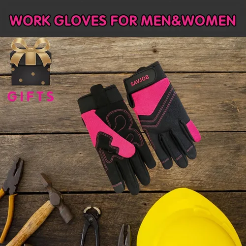 Miniatura 8 de Guantes de trabajo de seguridad para hombres y mujeres, guantes de trabajo utilitarios, guantes de mecánico, guantes de trabajo de patio, ajuste