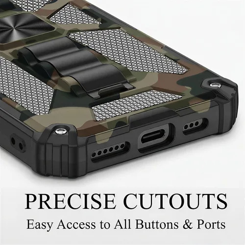 Miniatura 8 de CCSmall Funda de camuflaje para Apple iPhone 14 para hombres, protección resistente a prueba de golpes con función atril para iPhone 14 MC verde