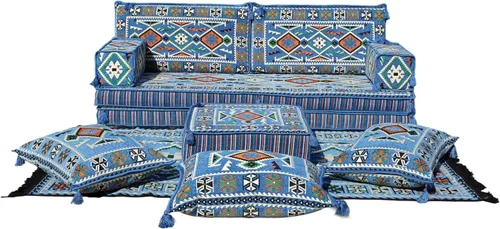 Miniatura 11 de arabicsofa Oriental - Sofá modular grande Majlis para el suelo, asiento árabe con almohadas de respaldo, juego de sofá bajo seccional esquinero