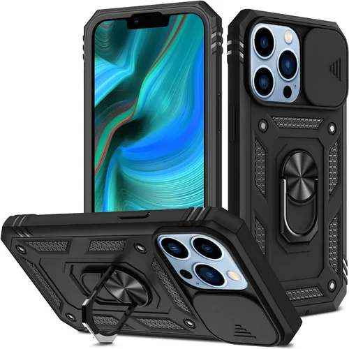 Miniatura 29 de Korecase Funda de protección para iPhone 12 Pro Max Kickstand con cubierta para lente de cámara, deslizante, grado militar, resistente, de doble Rosa