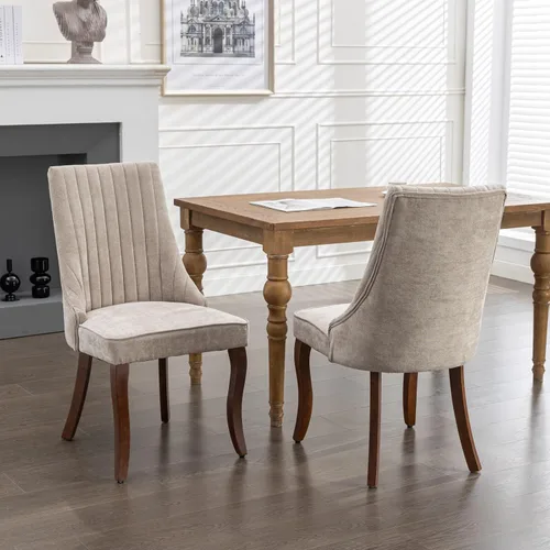 Miniatura 18 de Merax Juego de 2 sillas de comedor de terciopelo, sillas de comedor tapizadas de alta gama con patas de madera, adornos de cabeza de clavo