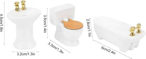 Miniatura 3 de Tina de casa de muñecas, 1/24 casa de muñecas en miniatura, juego de baño de imitación para bañera de cerámica, kit de fregadero (#1) Melody Jane