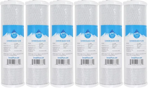 Paquete de 6 filtros de repuesto para bloque de carbón activado DuPont WFPFC9001, filtro universal de 10 pulgadas compatible con el sistema