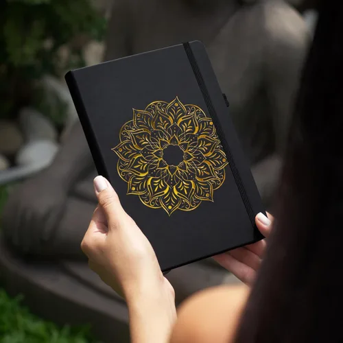 Miniatura 5 de Veway Juego de regalo de diario y bolígrafo de mandala - Diario de cuero vegano con bolígrafo - Diario profesional para mujeres u hombres - Juego