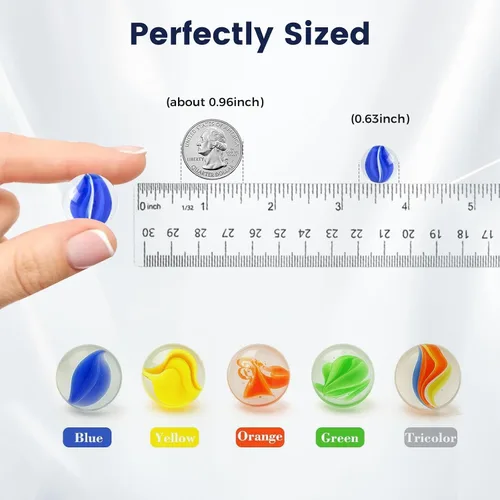 Miniatura 3 de SallyFashion 240 canicas para niños, canicas de ojo de gato mezcladas en 5 colores para damas chinas, juguetes de carrera de canicas, juegos de mesa