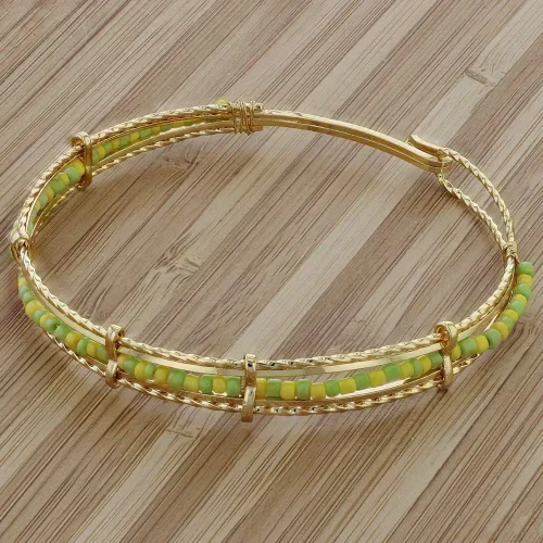 Miniatura 4 de Pulsera de cuentas Babalawo chapada en oro verde y amarillo para mujer, hermosa pulsera de orulla chapada en oro, elegante joyería de protección