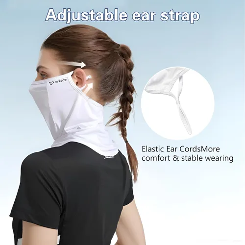 Miniatura 7 de Máscara facial UPF 50+ para mujeres y hombres, cubierta completa de enfriamiento de seda helada, protección solar transpirable, polaina