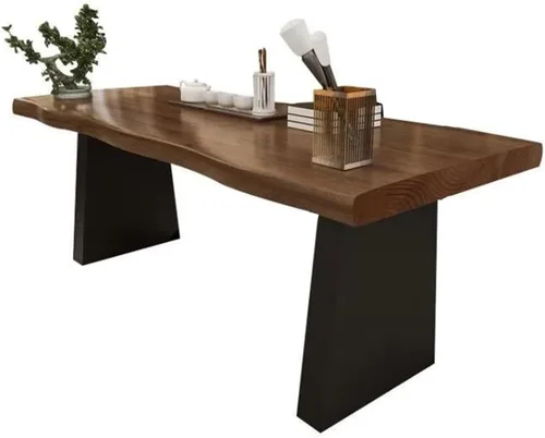 Escritorio para computadora de madera maciza para oficina en casa, mesa larga multifuncional simple y moderna, patas de metal fuertes | Mesa de pino