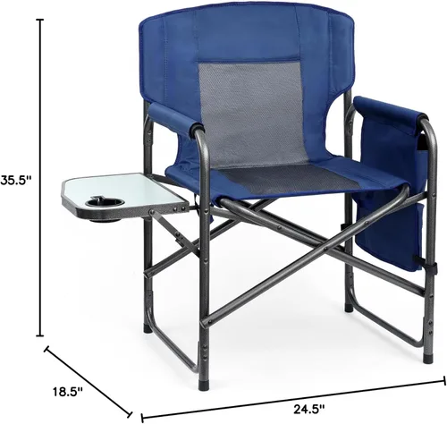 Miniatura 3 de Silla de Director Yestomo, Sillas de Camping para Adultos, Mesa Lateral Resistente, Sillas de Césped con Bolsillos Laterales y Correas de Transporte