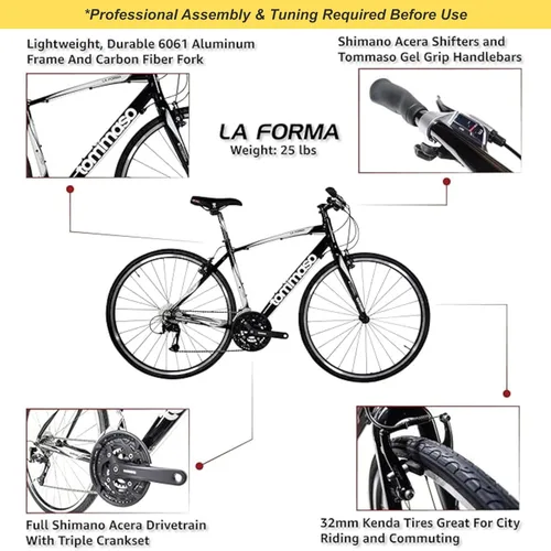 Miniatura 2 de Tommaso La Forma Aluminum & Carbon Mens Hybrid Bike Women Road Bicycle Adult Bikes Womens