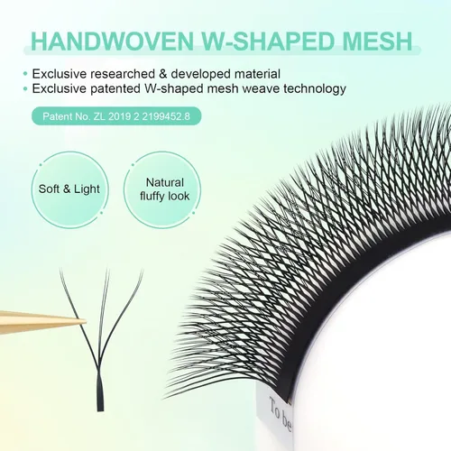Miniatura 2 de NAGARAKU WW Extensiones de pestañas postizas, suministros de pestañas dobles W, abanico prefabricado 6D, volumen ruso, visón falso negro mate, 12
