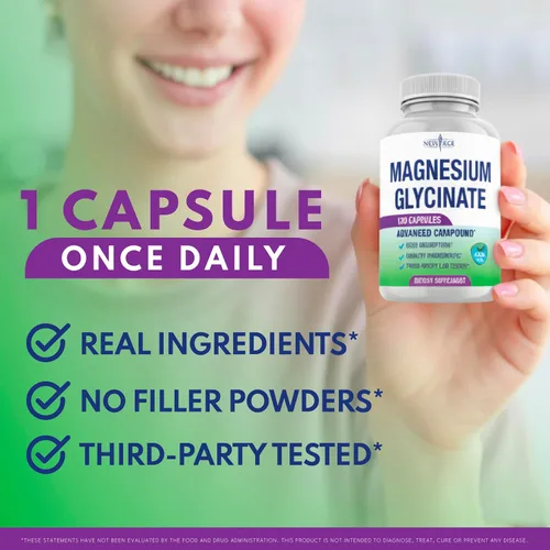 Miniatura 6 de Glicinato de magnesio 500 mg 90 mg Suplemento de magnesio elemental - Alta absorción, no tamponado, sin OMG y sin gluten, salud muscular y ósea