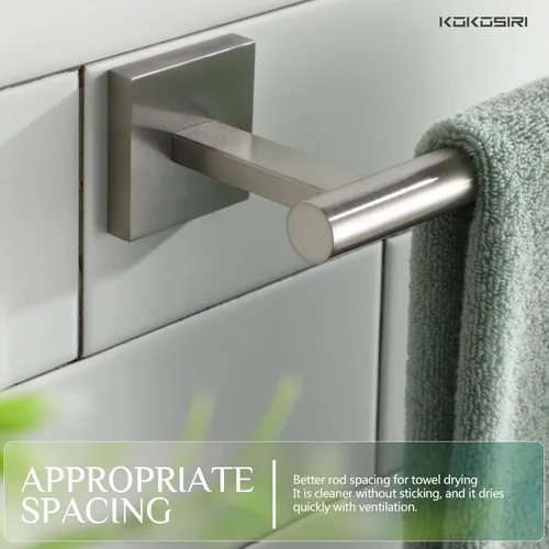 Miniatura 5 de KOKOSIRI Toallero de níquel cepillado, accesorios de baño, barras de toalla de mano, montaje en pared, gabinete de cocina, soporte de papel de acero